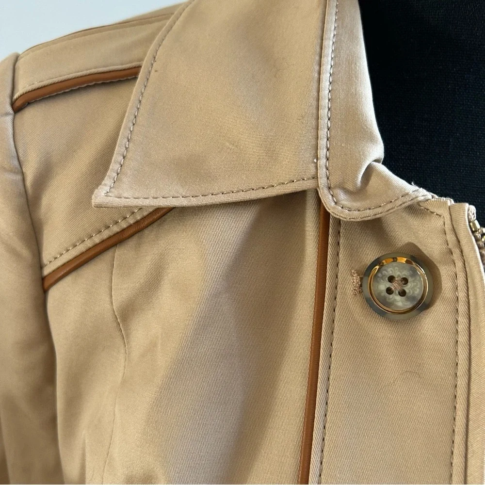 WHBM Cropped Jacket with Faux Leather Piping. Size 10.